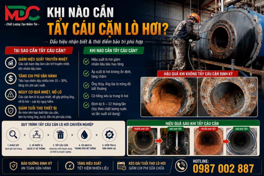 Khi nào cần tẩy cáu cặn lò hơi? Dấu hiệu và quy trình